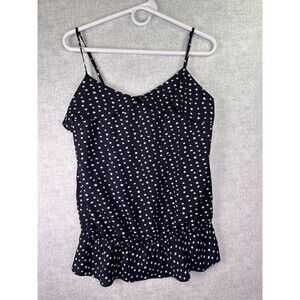 NWT Gap navy blue white Polka Dot  Cami Tank Top Womens Size Large Peplum